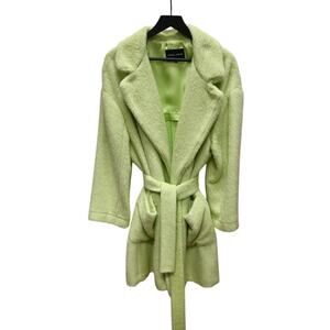 Giorgio Armani Lime Green Fuzzy Trench Coat Estimated Size Large to XLarge